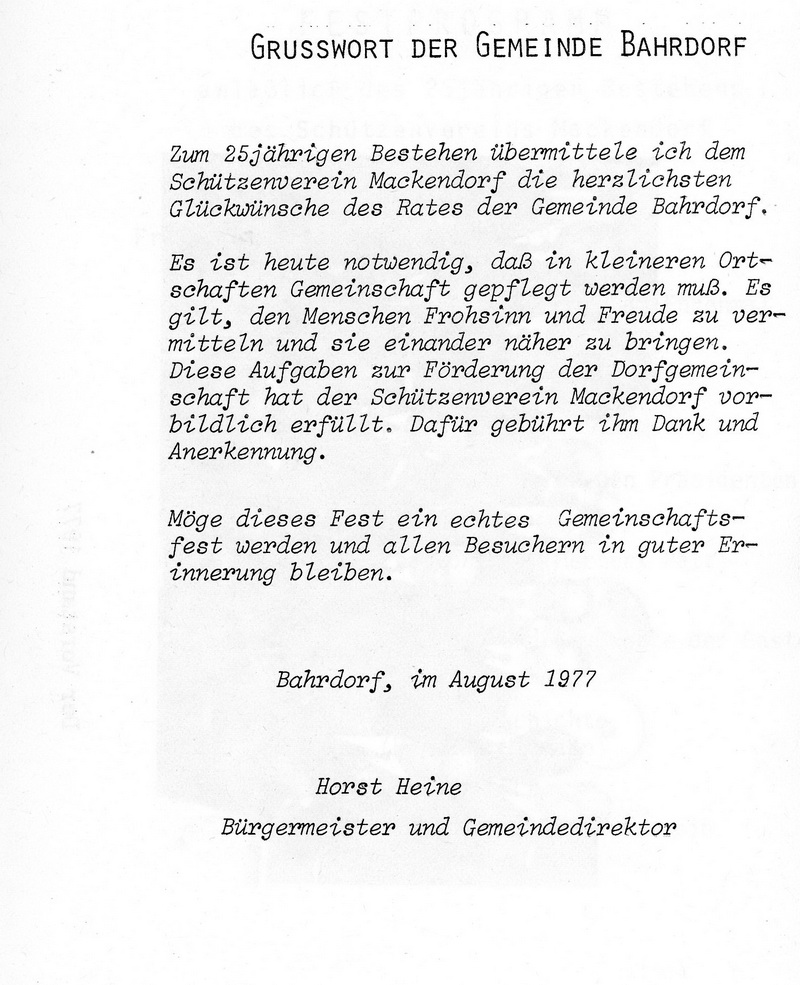 Mackendorf Schtzenverein Chronik 1977004