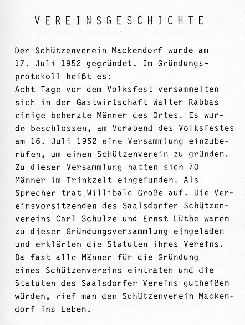 Mackendorf Schtzenverein Chronik 1977011