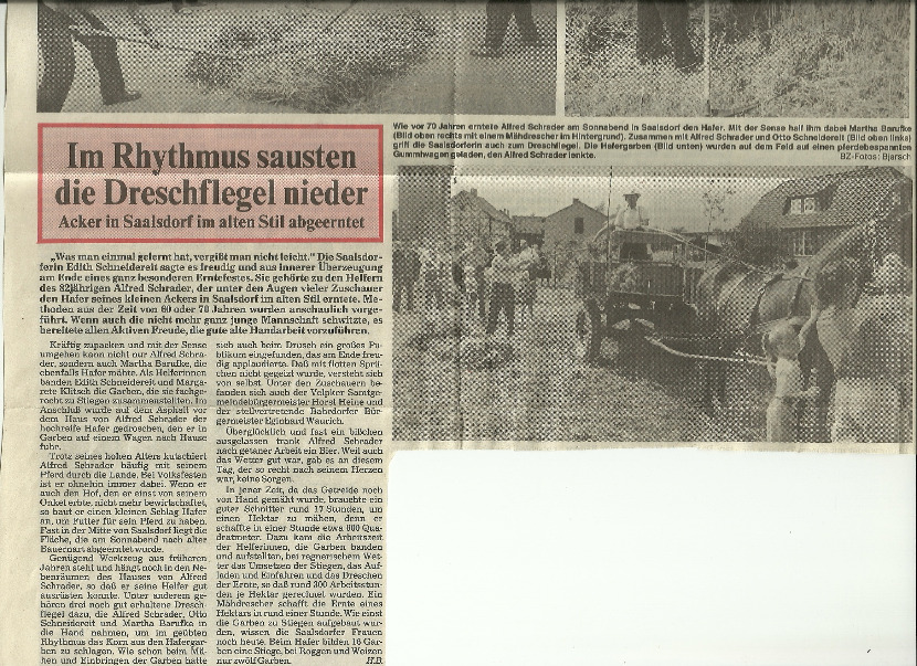 1989 Getreide Dreschen in Saalsdorf