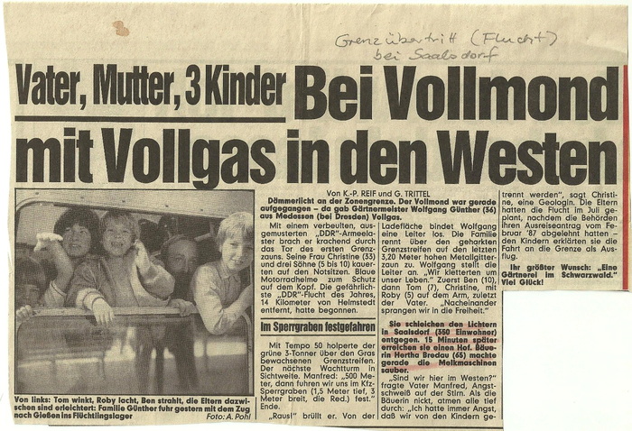 1988 Grenzubertritt Flucht bei Saalsdorf 2